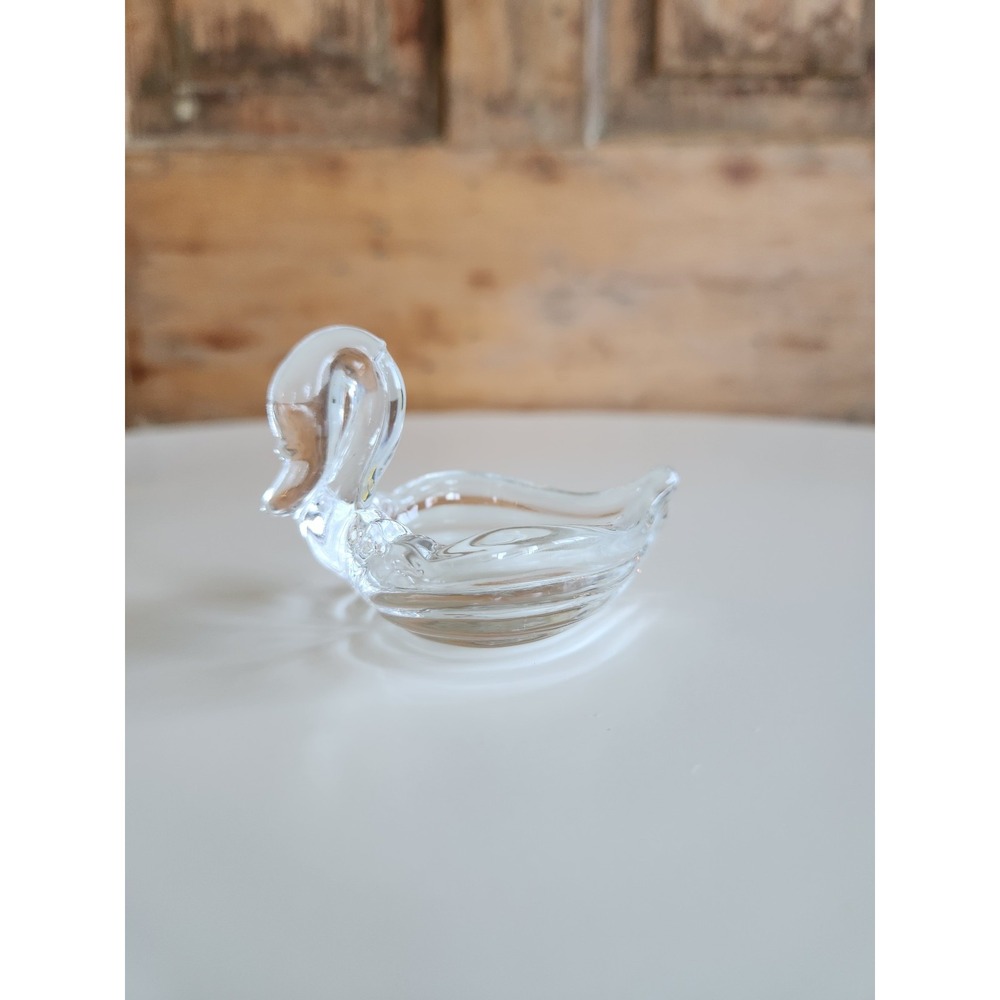 Vintage Heisey Swan Clear Glass Open Salt Cellar Dip Trinket Dish